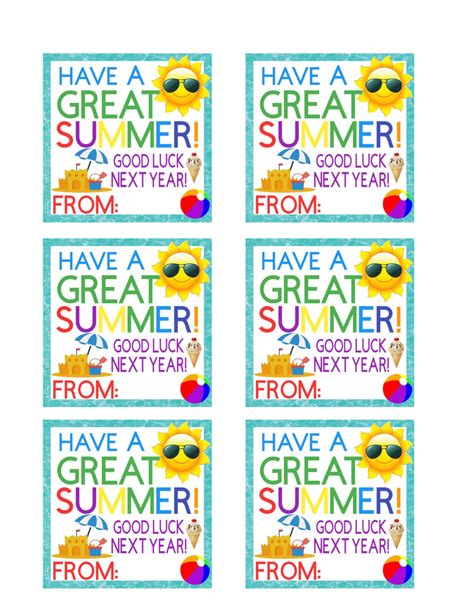 Printable Have A Great Summer Tag Summer Tags End Of Year Etsy
