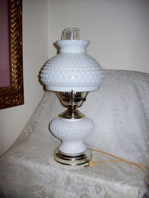 Vintage Milk Glass Hobnail Electric Hurricane Style Table Lamp Etsy