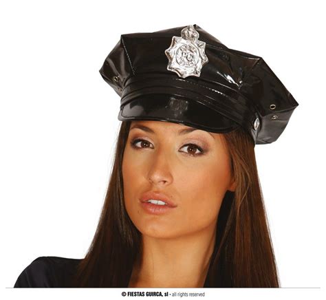 Unisex Vinyl Police Hat With Badge