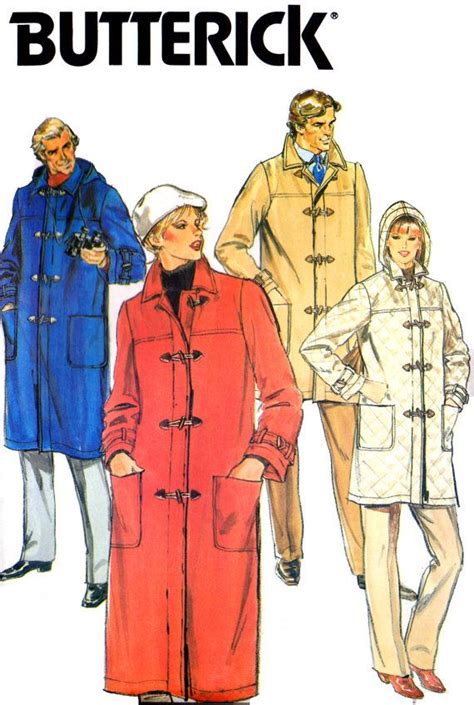 80s Butterick 3998 Mens Lined Winter Toggle Coats In Two Etsy