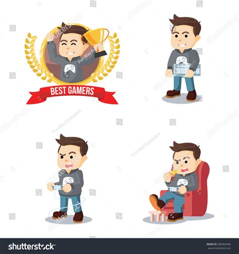 Gamers Cartoon Set Illustration Design Stock Vector Royalty Free