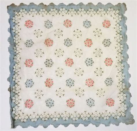 Vintage Handkerchief With Pink Blue And White Flowers 2303 By