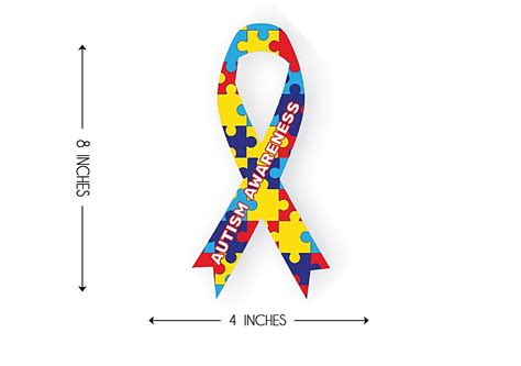 Autism Awareness Ribbon Large Magnetic Car Decal 8 X 4 Set Of 2