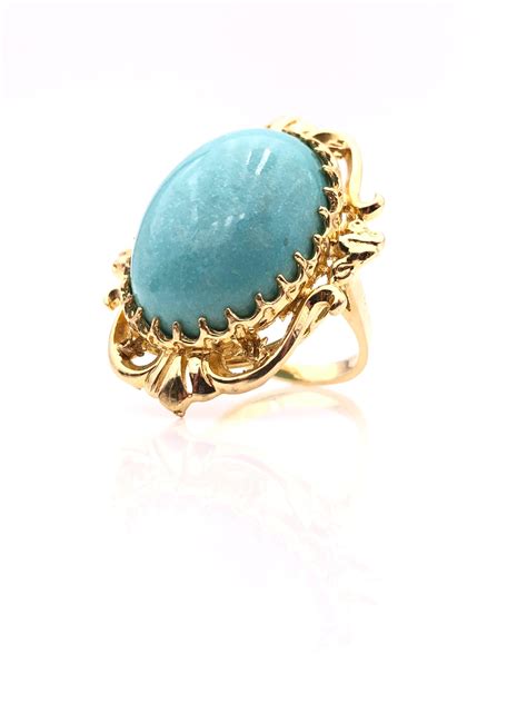 Lot K Yellow Gold Turquoise Cabochon Ring