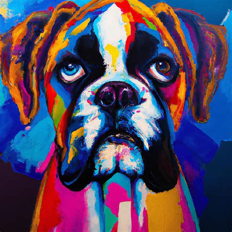 Boxer Dog Art Colorful Painting Portrait Painting By Stellart Studio