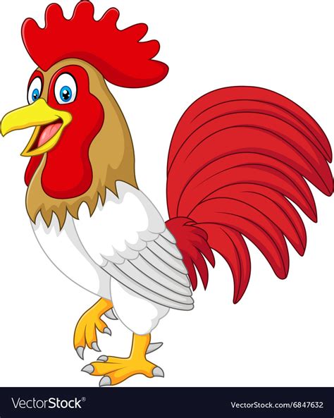 Cartoon Funny Chicken Rooster Isolated Royalty Free Vector