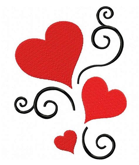 Three Hearts Machine Embroidery Design 3 Sizes Heart Machine