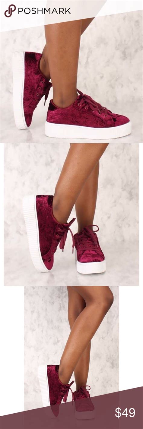 🆕last One Clearance Wine Crushed Velvet Sneakers Velvet Sneakers Sneakers Fashion Clothes