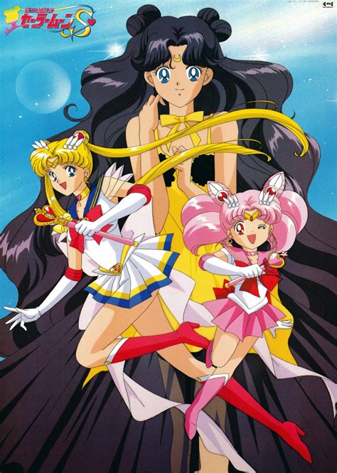 Safebooru 1990s Style Back Bow Bangs Bishoujo Senshi Sailor Moon Black Hair Blonde Hair Blue