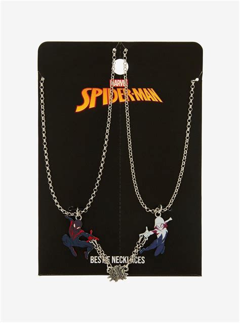 Marvel Spider Man Miles Morales And Spider Gwen Bestie Necklace Set