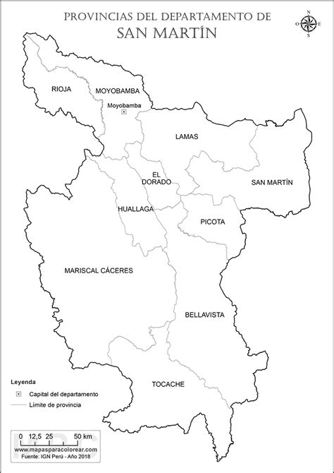 Mapas Departamento De San Martín Para Colorear
