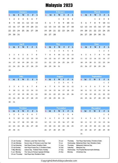 Malaysia Holidays 2023 Malaysia Calendar 2023 Printable