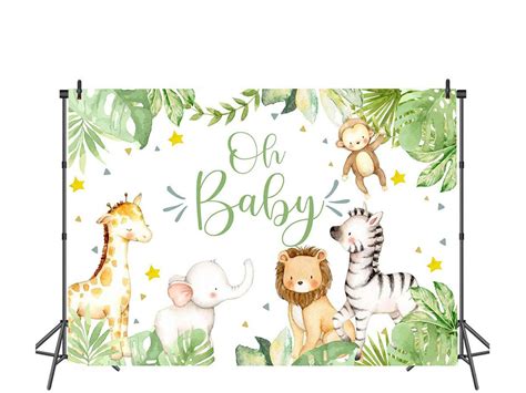 Boy Safari Baby Shower Backdrop Oh Baby Jungle Animals Etsy