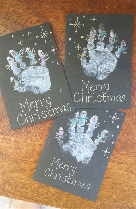 A fun and easy christmas. Snowman Handprint Christmas Cards | Handprint christmas, Xmas cards, Handprint christmas cards