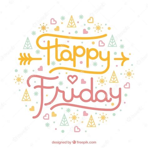 Nice Happy Friday Lettering With Drawings Free Vector