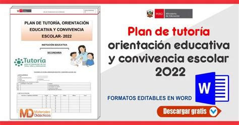 Plan De Tutoría Orientación Educativa Y Convivencia Escolar 2022