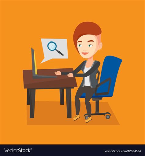 Business Woman Working On Her Laptop Royalty Free Vector