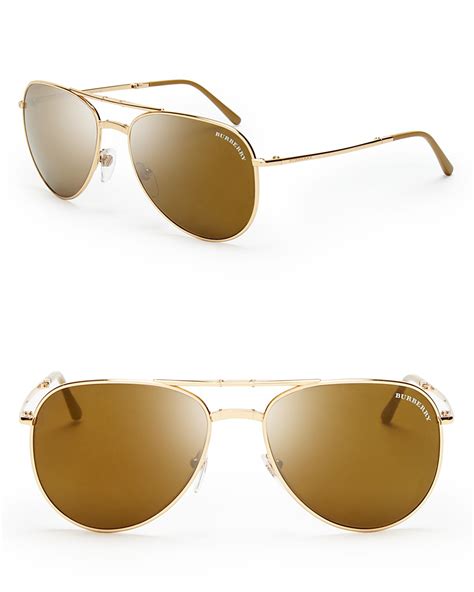 Burberry Folding Aviator Sunglasses In Gold Lyst