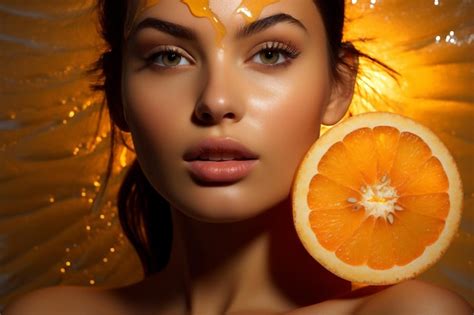 Premium Photo Woman Orange Beauty Face
