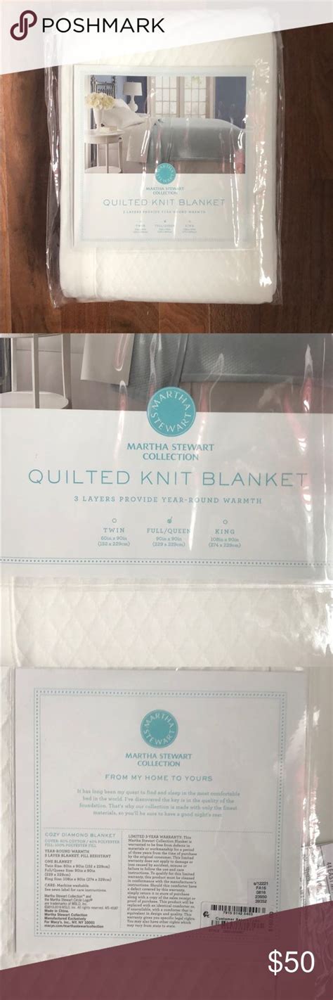 Ntw Martha Stewart Quilted Fullqueen Knit Blanket Knitted Blankets
