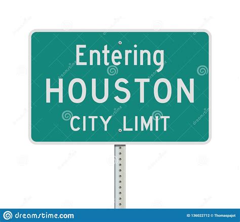 Entering Houston City Limit Road Sign Stock Vector