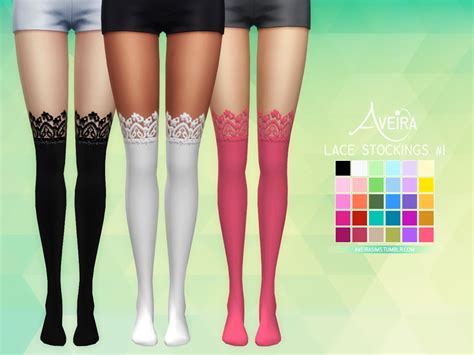 Aveiras Sims 4 Lace Stockings 30 Colors Standalone And Custom
