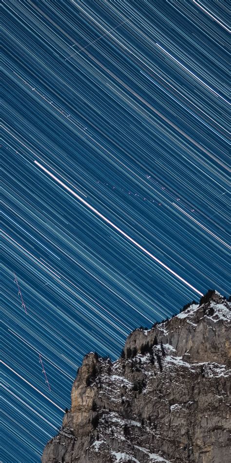 Star Trail Nature Night Swiss Alps 1080x2160 Wallpaper Star
