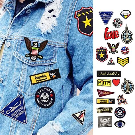 21 Pcs Assorted Styles Embroidery Diy Clothes Iron On Sticker Patches