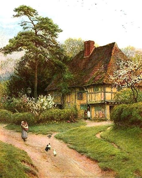 Old English Country Cottage English Country Cottages Cottage Art