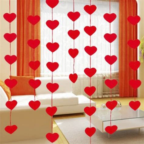 16pcs Love Heart Curtain Diy Non Woven Garland Romantic Wedding Decor