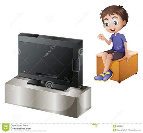 A Young Man Watching Tv Stock Vector Illustration Of Flat 38389857