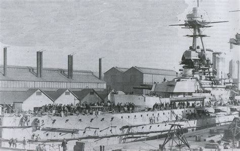 British Battleship Hms Warspite Under Construction In Plymouth In