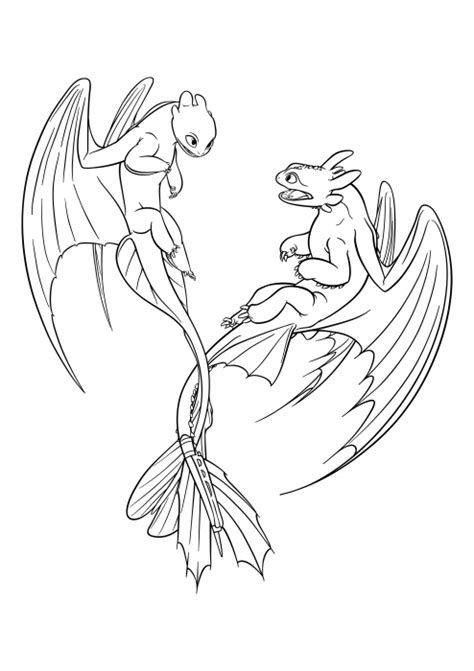 Light fury and toothless | how to train your dragon: Light Fury and Toothless coloring pages, How to Train Your ...