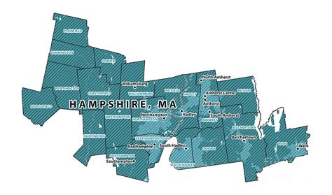 Massachusetts Hampshire County Vector Map Digital Art By Frank Ramspott