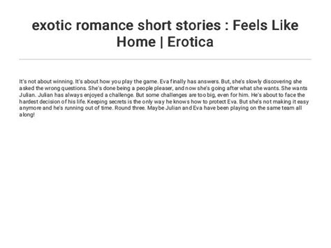 Exotic Romance Short Stories Feels Like Home Erotica