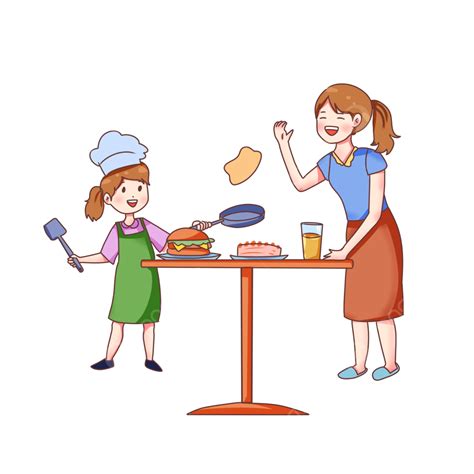 Mother Cooking Clipart Vector A Little Girl Who Cooks For Her Mother