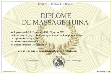 Diplome De Massage Tuina