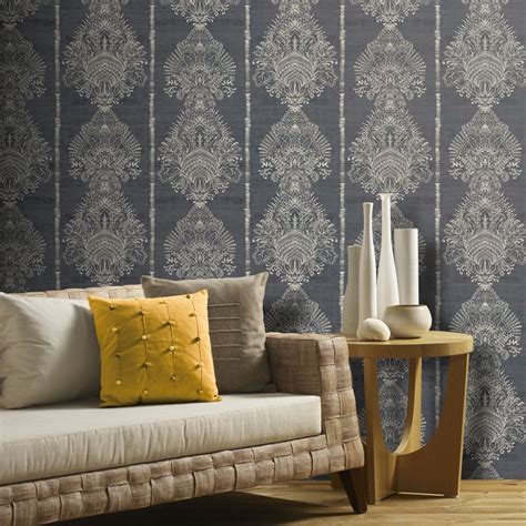 Silk Road Damask By Arthouse Charcoal Wallpaper Wallpaper Direct