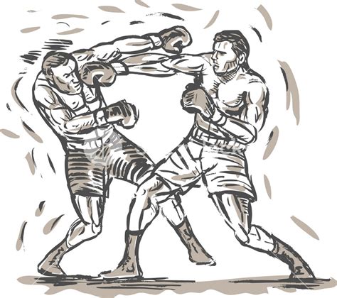 Drawing Of Two Boxers Punching Royalty Free Stock Image Storyblocks