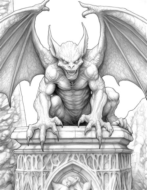 Gargoyle Coloring Pages Etsy