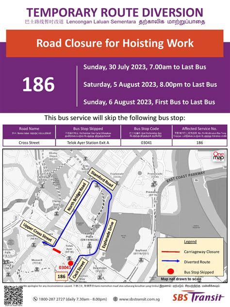 SBS Transit Temporary Route Diversion Poster for Road Closure for