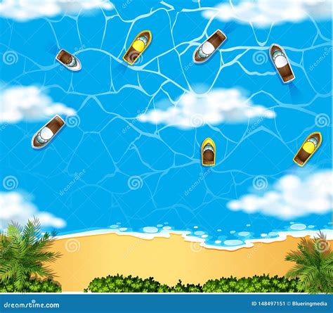 An Aerial View Of The Beach Stock Vector Illustration Of Landscape