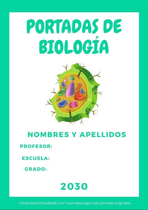 Portada De Biología Para Secundaria En Word