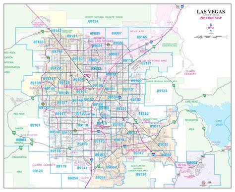 Map of las vegas (nevada / usa), satellite view: Las Vegas Arterial & Collector ZIP Code Wall Map Ready-to-Hang - Wide World Maps & MORE!