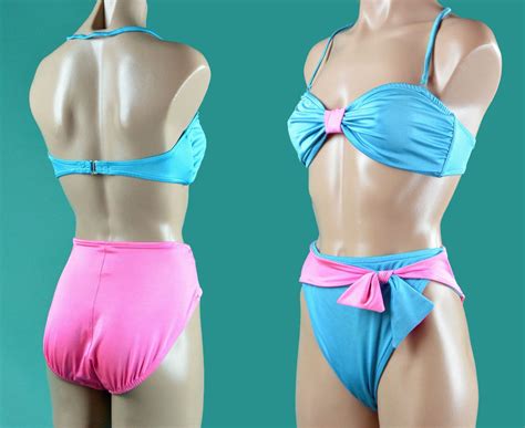 Vintage S High Waist Bikini Swimsuit Retro High Cut Bathing Suit