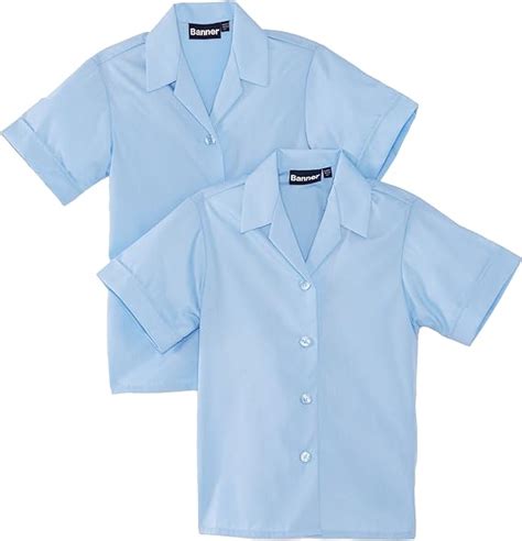 Blue Max Banner Girls Revere Twin Pack Short Sleeve School Blouse Uk Clothing