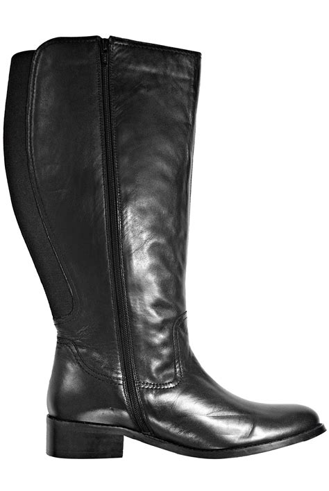 Black Leather Riding Boot With Buckle Trims Xxl Calf Fitting Eee Fit