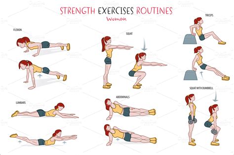 Strength Exercise Routine Illustrations On Creative Market