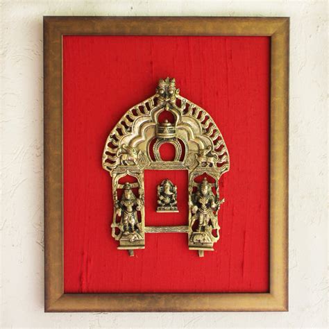 Magnificent Framed Brass Temple Prabhavali With Mythical Yali And Lord G