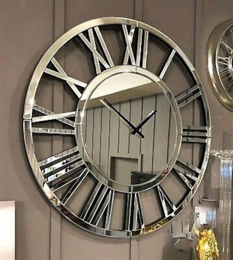 Plexiglass Mirror Wall Clock Extra Large Wall Clock Black Etsy